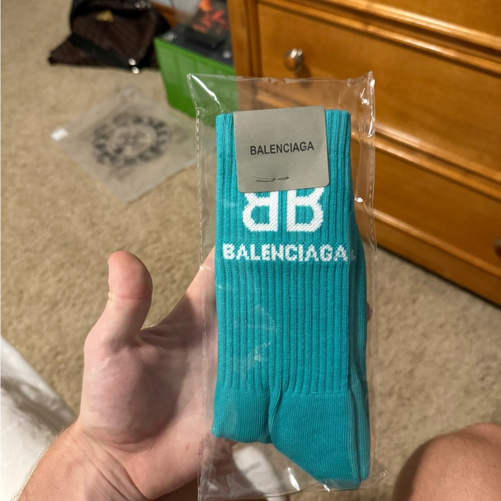 Balenciaga Blue Casual Crew Socks